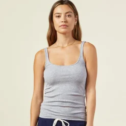 MONROW Supimafine Rib Scoop Neck Tank - Heather Grey HEATHERGREY Fashion